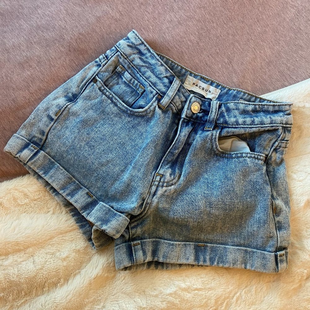 PacSun Acid Wash Denim Mom Shorts